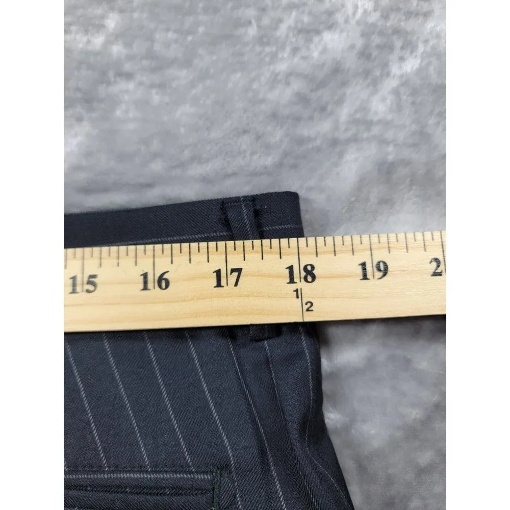 Daniel Cremieux black striped Flat Front‎ Wool Suit Dress Pants 36x27, hemmed